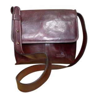 VTG Gianni Conti Leather Crossbody Bag Burgundy Mahogany Classic Shoulder Purse